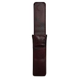 Girologio 2 Leather Pen Case - Oxblood, magnetic flap raised