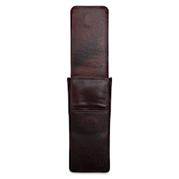 Girologio 3 Leather Pen Case - Oxblood, magnetic flap open