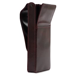 Girologio 3 Leather Pen Case - Oxblood, side of the case and open