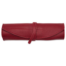Girologio 10 Pen Leather Roll - Crimson Ember, closed