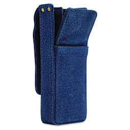 Girologio 3 Denim Pen Case - Cotton Denim, side with lid open