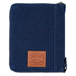 Girologio 24 Pen Leather Zip Case - Cotton Denim, 7.1" x 8.9"