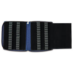 Girologio 24 Pen Leather Zip Case - Cotton Denim, 7.1" x 8.9"