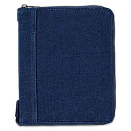Girologio 24 Pen Leather Zip Case - Cotton Denim, 7.1" x 8.9"