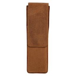 Girologio 2 Leather Pen Case - Saddle Tan
