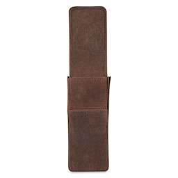Girologio 3 Leather Pen Case - Bomber Brown, magnetic flap open