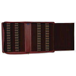 Girologio 24 Pen Leather Zip Case - Antique Brown, 7.1" x 8.9"