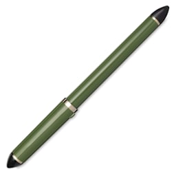 Sailor Fude De Mannen Fountain Pen - Dark Green, 55 Degree Nib, cap on