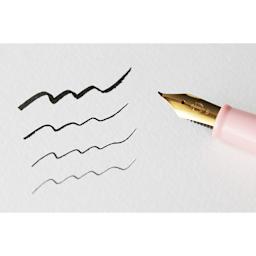 Sailor Fude De Mannen Fountain Pen - Pearl Pink, 40 Degree Nib, swatch of the strokes