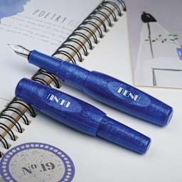 Benu Pixie Fountain Pen - Royal Blue, laid out (image may show a different size nib)