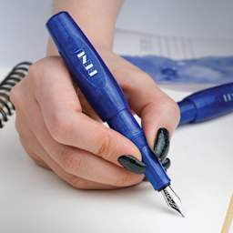 Benu Pixie Fountain Pen - Royal Blue, pen in hand (image may show a different size nib)