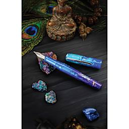 Benu Talisman Fountain Pen - Peacock Ore, cap laid out (image may show a different size nib)