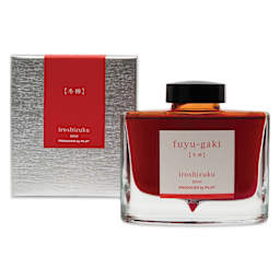 Pilot Iroshizuku Fountain Pen Ink - Winter Persimmon (Fuyu-gaki), 50 ml, packaging and bottle