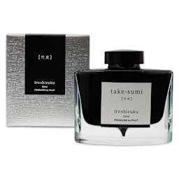 Pilot Iroshizuku Fountain Pen Ink - Bamboo Coal (Take-sumi), 50 ml, bottle and packaging