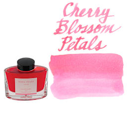 Pilot Iroshizuku Fountain Pen Ink - Cherry Blossom Petals (Hana-ikada), 50 ml, swatch and bottle