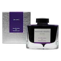 Pilot Iroshizuku Fountain Pen Ink - Japanese Beautyberry (Murasaki-shikibu), 50 ml, packaging and bottle