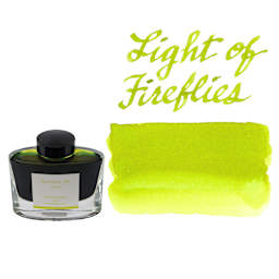 Pilot Iroshizuku Fountain Pen Ink - Light of Fireflies (Hotaru-bi), swatch and bottle