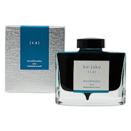 Pilot Iroshizuku Fountain Pen Ink - Peacock (Ku-jaku), 50 ml, packaging and bottle