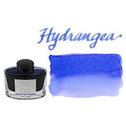 Pilot Iroshizuku Fountain Pen Ink - Hydrangea (Ajisai), swatch and bottle