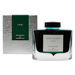 Pilot Iroshizuku Fountain Pen Ink - Forest Green (Shin-ryoku), 50 ml, packaging and bottle