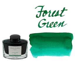 Pilot Iroshizuku Fountain Pen Ink - Forest Green (Shin-ryoku), swatch and bottle