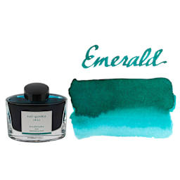 Pilot Iroshizuku Fountain Pen Ink - Emerald (Sui-gyoku), swatch and bottle