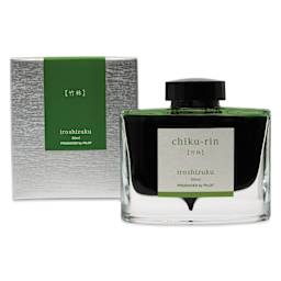 Pilot Iroshizuku Fountain Pen Ink - Bamboo Forest (Chiku-rin), 50 ml, bottle and packaging