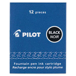 Pilot Fountain Pen Ink Cartridge - Black, Pkg of 12, packaging