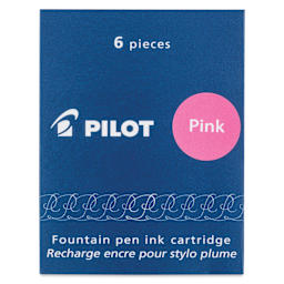 Pilot Fountain Pen Ink Cartridge - Pink, Pkg of 6, packaging