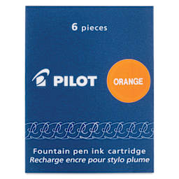 Pilot Fountain Pen Ink Cartridge - Orange, Pkg of 6, packaging