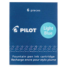 Pilot Fountain Pen Ink Cartridge - Light Blue, Pkg of 6, packaging
