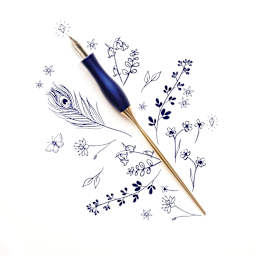 Tom’s Studio Bloom Straight Calligraphy Dip Pen - Bluebell with artwork