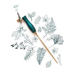 Tom’s Studio Bloom Oblique Calligraphy Dip Pen - Ivy with artwork