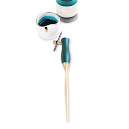 Tom’s Studio Bloom Oblique Calligraphy Dip Pen - Ivy shown with ink