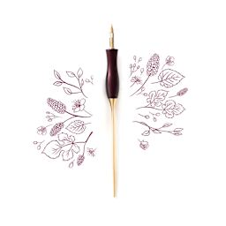 Tom’s Studio Bloom Straight Calligraphy Dip Pen - Mulberry with artwork