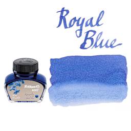 Pelikan 4001 Fountain Pen Ink - Royal Blue, bottle and swatch