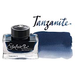 Pelikan Edelstein Fountain Pen Ink - Tanzanite, 50 ml, bottle and swatch