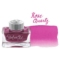 Pelikan Edelstein Fountain Pen Ink - Rose Quartz, 50 ml, bottle and swatch