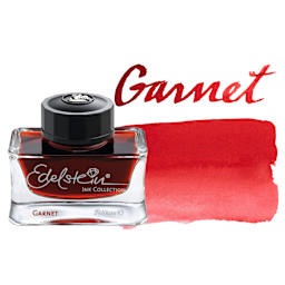 Pelikan Edelstein Fountain Pen Ink - Garnet, 50 ml, bottle and swatch