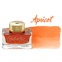 Pelikan Edelstein Fountain Pen Ink - Apricot Achat, 50 ml, bottle and swatch