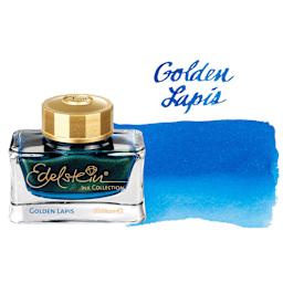 Pelikan Edelstein Fountain Pen Ink - Golden Lapis, 50 ml, bottle and swatch