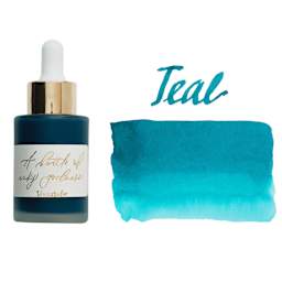 Tom's Studio Calligraphy Ink - Teal, 30 ml bottle with swatch