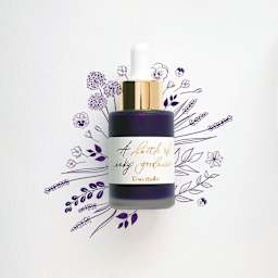 Tom's Studio Calligraphy Ink - Amethyst, 30 ml bottle with artwork