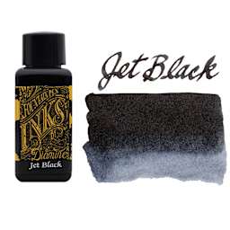 Diamine Fountain Pen Ink - Jet Black, 30 ml bottle with swatch