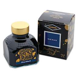 Diamine Fountain Pen Ink - Blue Black, 80 ml bottle and packaging