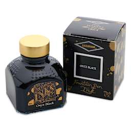 Diamine Fountain Pen Ink - Onyx Black, 80 ml bottle and packaging
