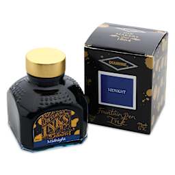Diamine Fountain Pen Ink - Midnight, 80 ml bottle and packaging