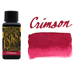 Diamine Fountain Pen Ink - Crimson, 30 ml bottle with swatch