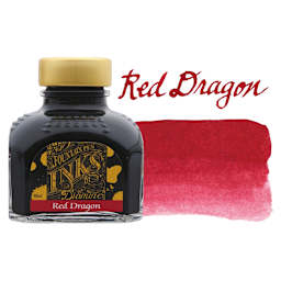 Diamine Fountain Pen Ink - Red Dragon, 80 ml bottle with swatch