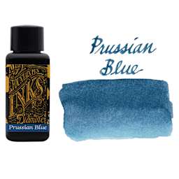 Diamine Fountain Pen Ink - Prussian Blue, 30 ml bottle with swatch